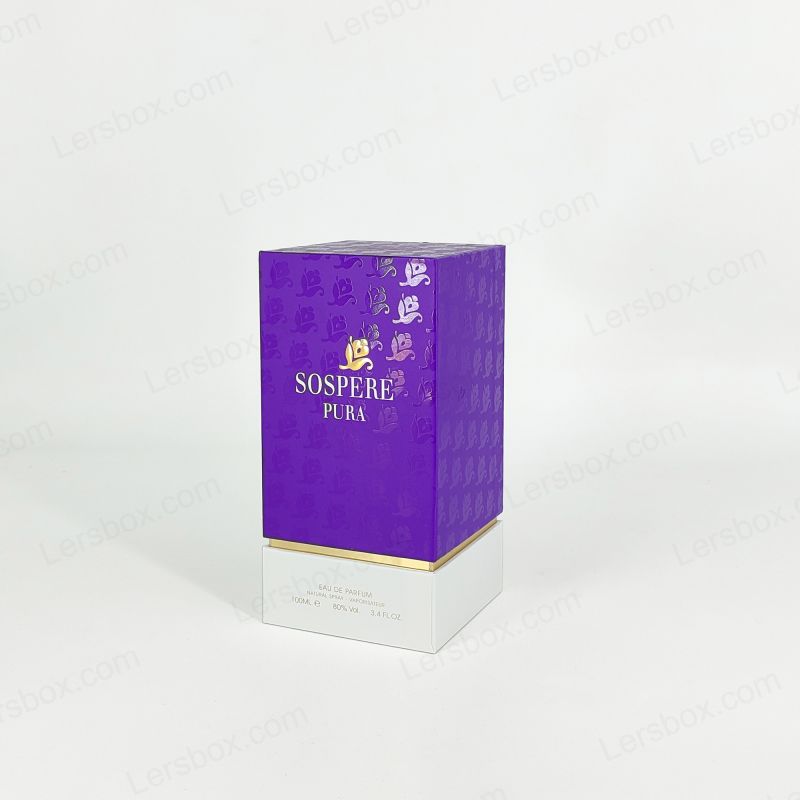 Caixa de perfume rígido premium com logotipo de papel dourado e bandeja de eva feita à mão HP006