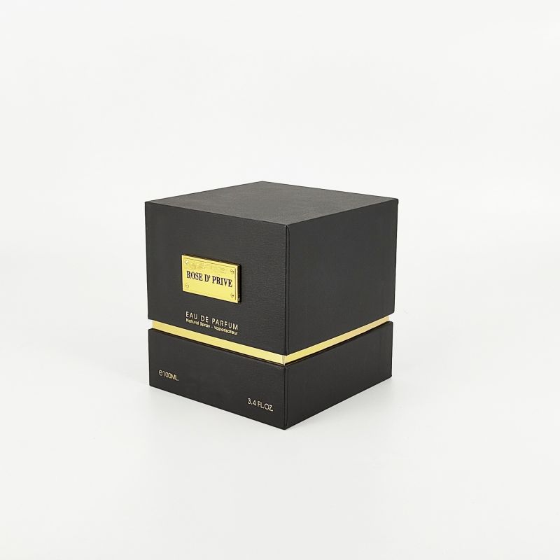 Caixa de perfume de folha de ouro de luxo com revestimento de espuma EVA e construção de base rígida HP007