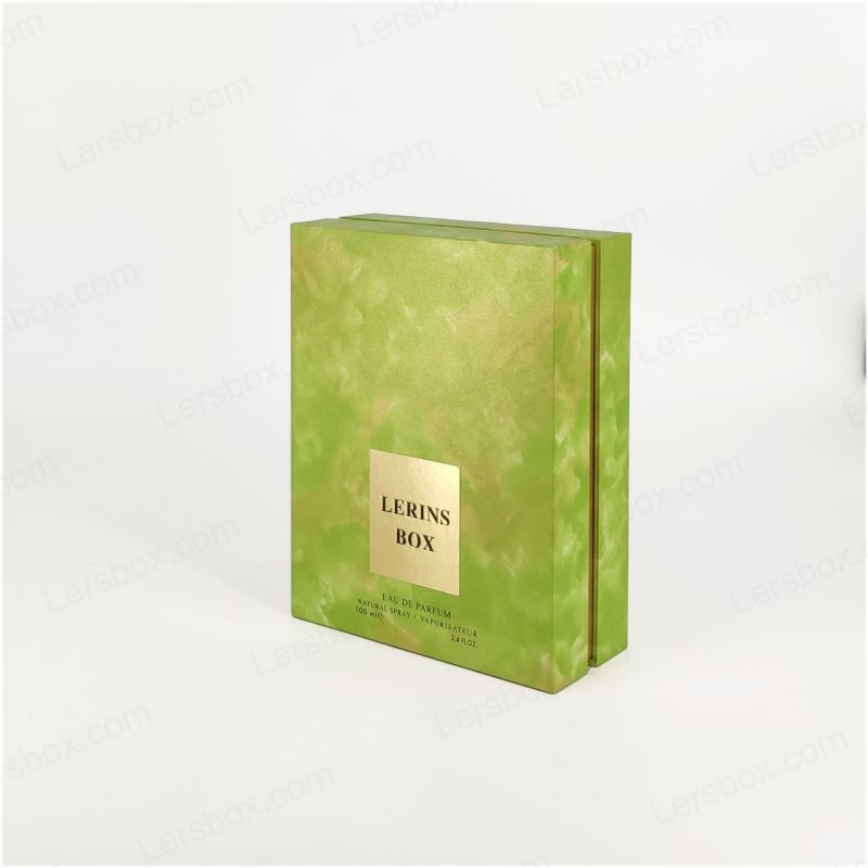 Caixa de perfume de papel dourada elegante com bandeja EVA para exibição de fragrâncias e base rígida de tampa HP020