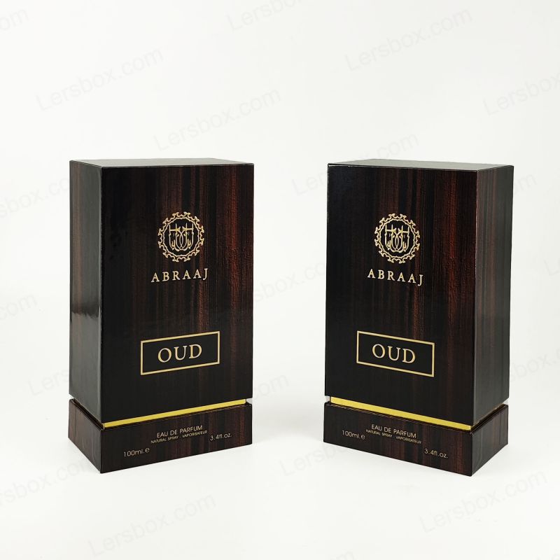 Embalagem de perfume rígido artesanal com detalhes de ouro e espuma EVA Inserir HP019