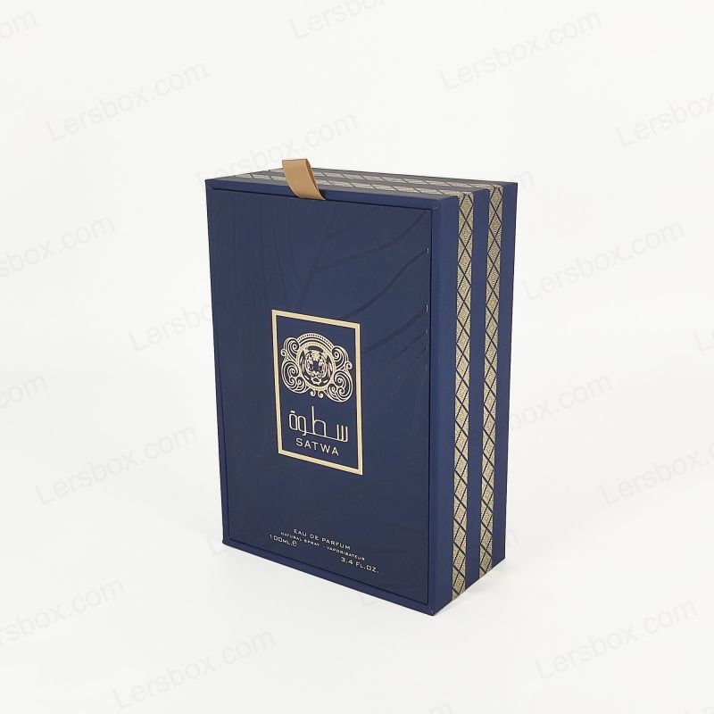 Caixa de perfume de luxo com gravação de ouro personalizada e bandeja EVA para proteção adicional HP018