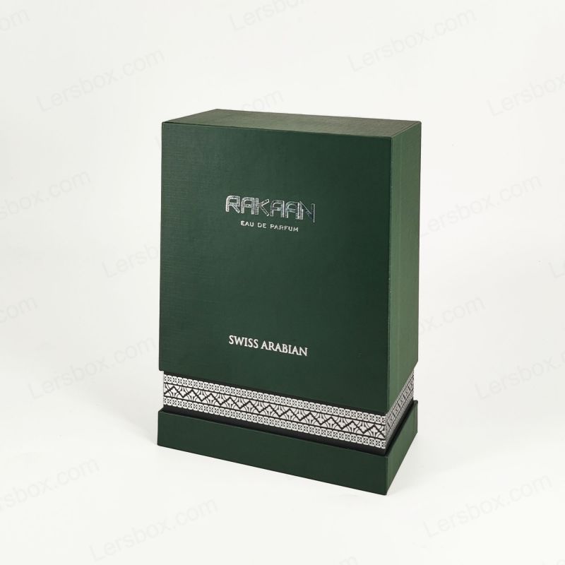 Embalagem exclusiva de perfume de papelão dourado com bandeja EVA e estrutura rígida HP024