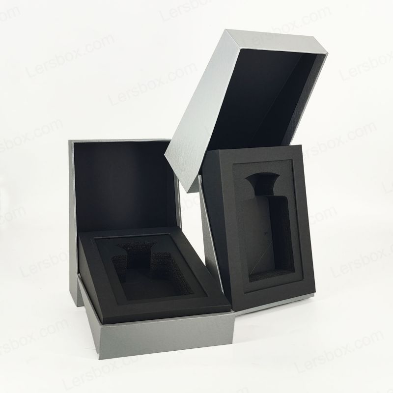 Caixa de perfume de folha de ouro de luxo com bandeja de espuma EVA e elegante base de tampa HP025