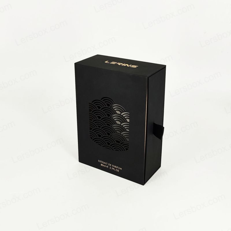 Caixa de perfume premium com folha de ouro personalizada, bandeja EVA e tampa rígida para proteção HP033