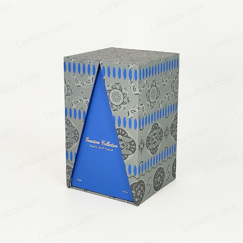 Caixa de perfume de folha de ouro premium com bandeja de espuma EVA e tampa robusta e design de base HP029