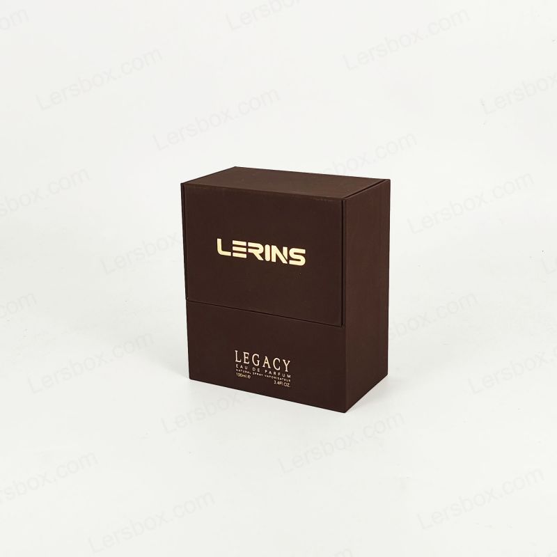 Embalagem de perfume de luxo com detalhes de ouro, bandeja EVA e estrutura rígida rígida HP035