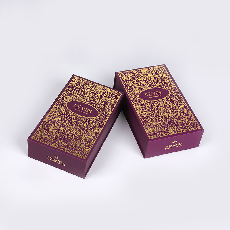 Caixa de apresentação de perfume dourado de areia com inserção EVA em reuniões