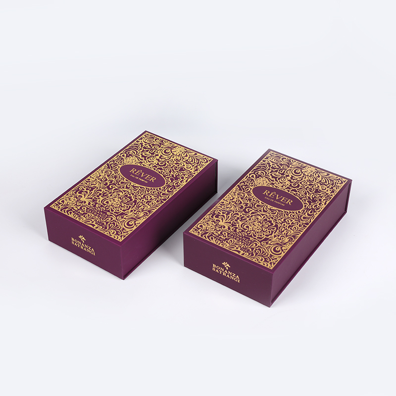 Caixa de apresentação de perfume dourado de areia com inserção EVA em reuniões